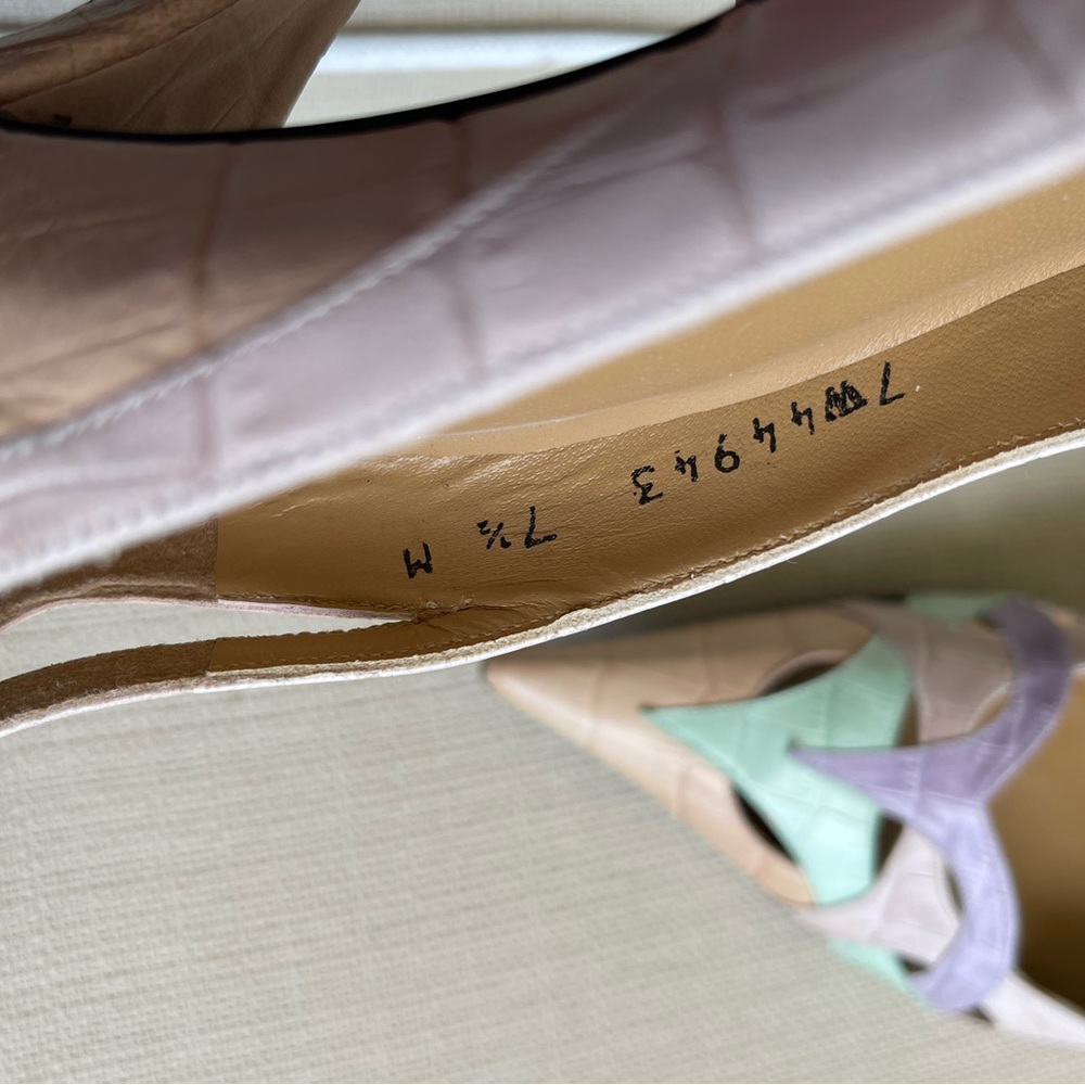 Stuart Weitzman Pastel Pink, Mint & Lavender Leather Pointed Toe HEELS SIZE 7.5 - Picture 13 of 14